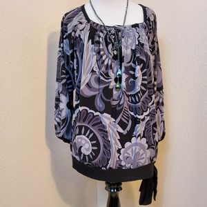 Apt. 9 Paisley Floral Blouse With Tie Sash